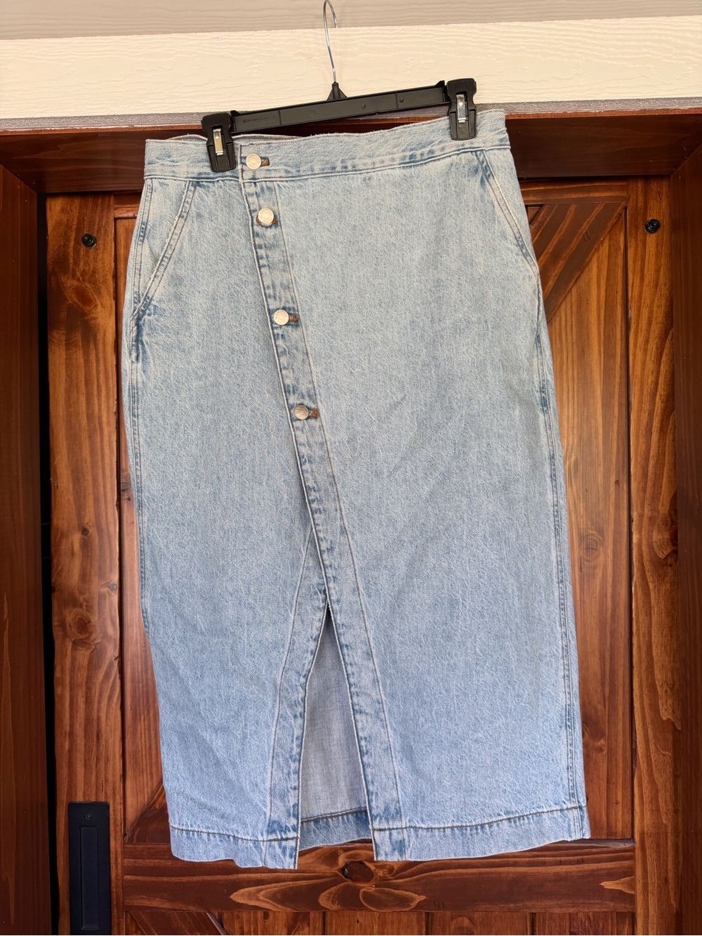 Madewell Light Blue Denim Button-Front Midi Skirt